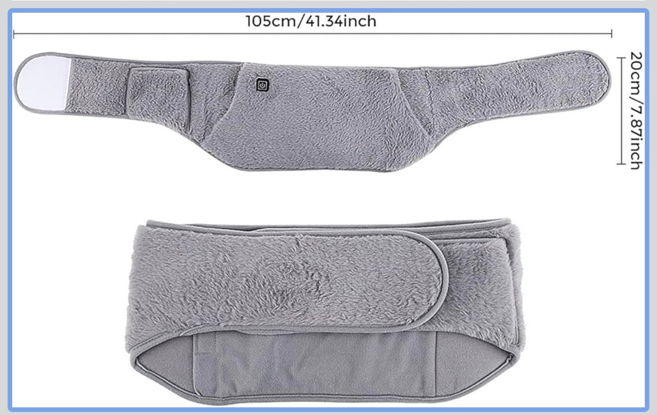 MCare USB Powered Heating Waist Belt, Heating Pad with Hand Pockets, Electric Heated Waist Belt for Period Cramps Body Joints Pain, Three - Level Temperature Control, Grey