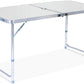Folding Camping Table with Adjustable Height Legs, 1.2M Lightweight Aluminum Table, Indoor Outdoor