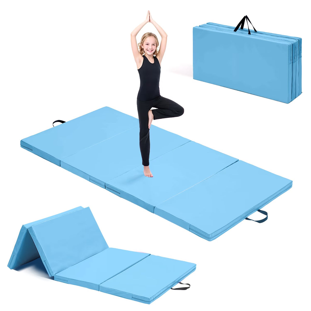 MHome Tri-Folding Gymnastics Mat Yoga Fitness Exercise Mat-Various Colours