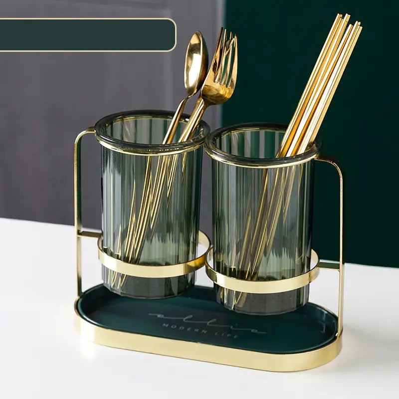 Countertop Kitchen Utensil Organizer Flatware Caddy Drying Rack Basket for Knives /Forks/Spoons/Chopsticks Storage Drying Holder