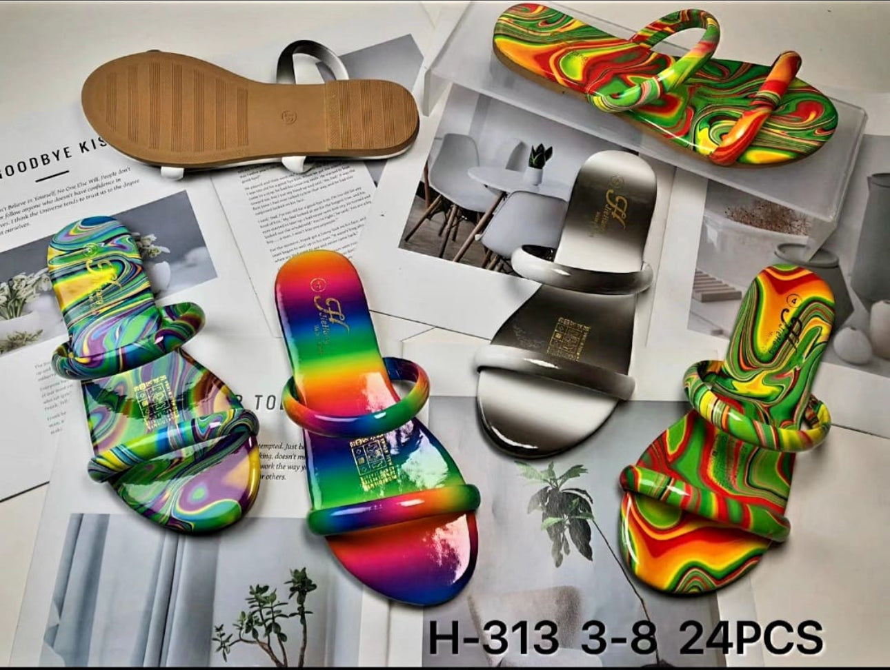 Ladies Slip On Fashion Sandals Various Colours