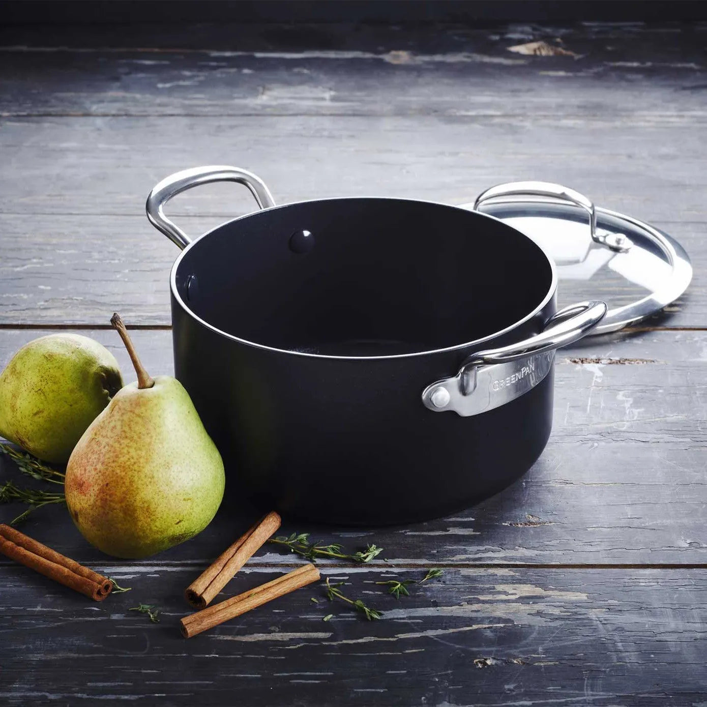 Greenpan Barcelona Black Ceramic Non-Stick Casserole With Lid 20cm