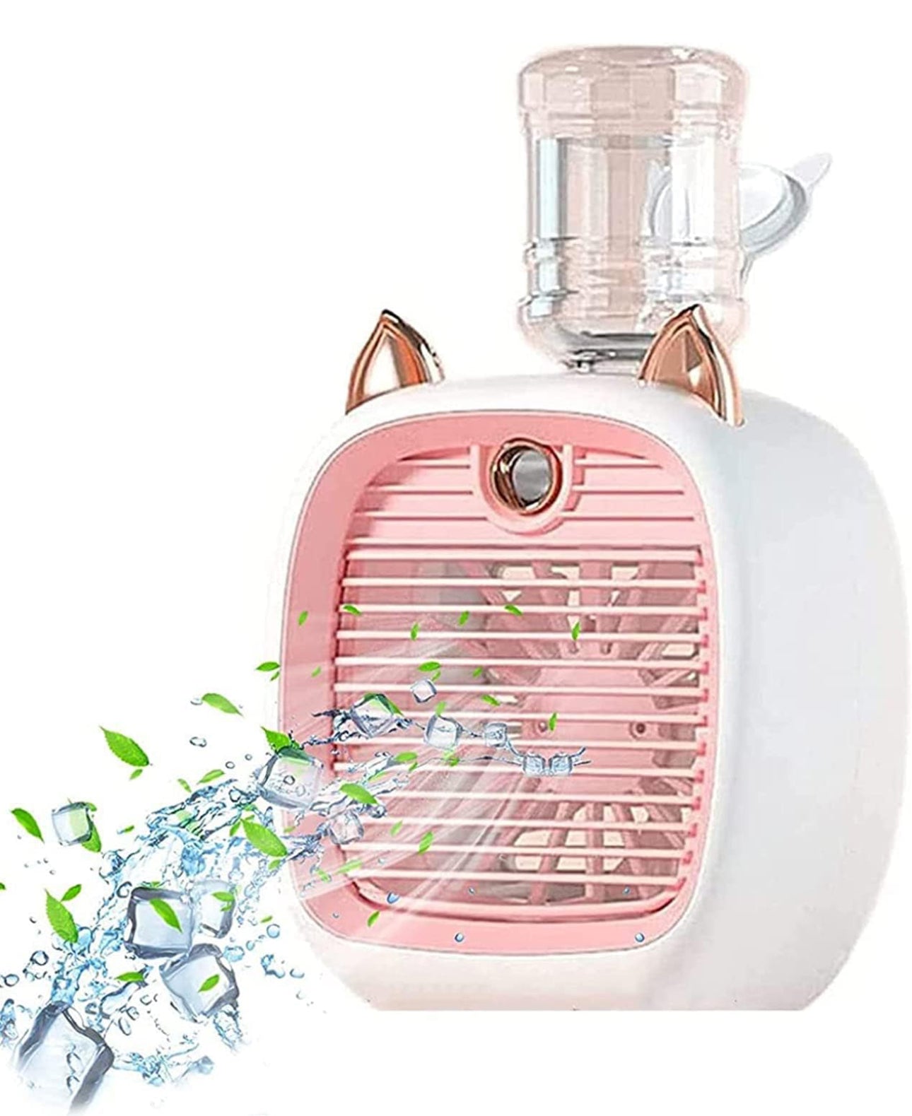 Mini Portable AC Unit with Water Bottle, Hot Summer Mini Rechargeable Evaporative Air Cooler In, 3 Speed USB Personal Air Conditioning Fan and Humidifier