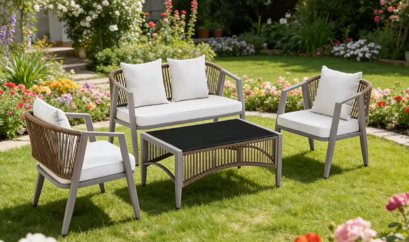 MFURN Pesci Woven Rope Style Outdoor Patio Set 4pc
