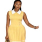 Ladies Chic Collared Pleated Mini Dress-Various Colours
