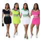 Women’s Short Sleeves Polo T Shirt Mini Skirt Casual 2 Piece Set