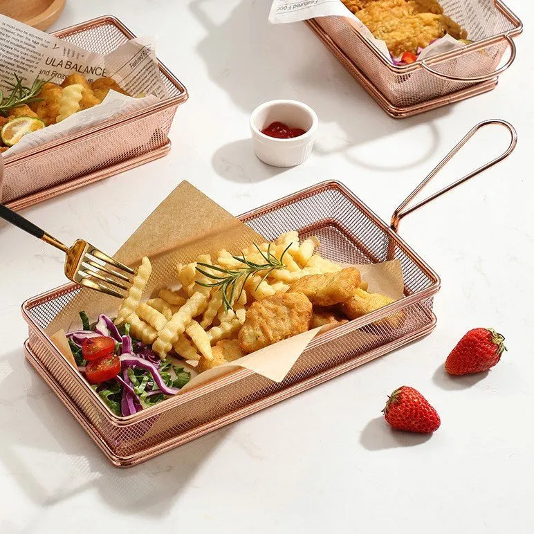 Stainless Steel Rectangular Serving Basket