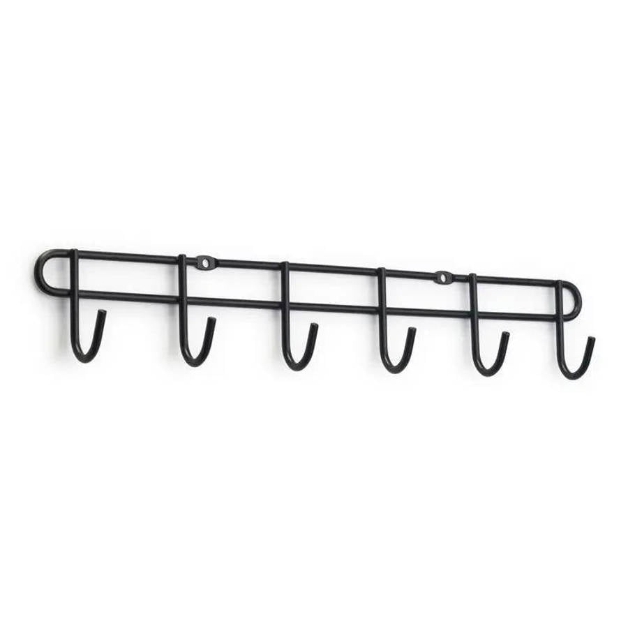 MHome 6 Hook Utility Rack, Black