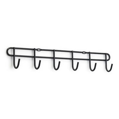 MHome 6 Hook Utility Rack, Black