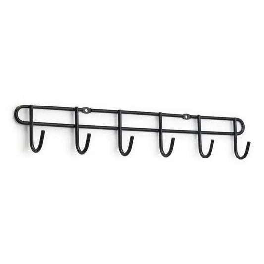 MHome 6 Hook Utility Rack, Black