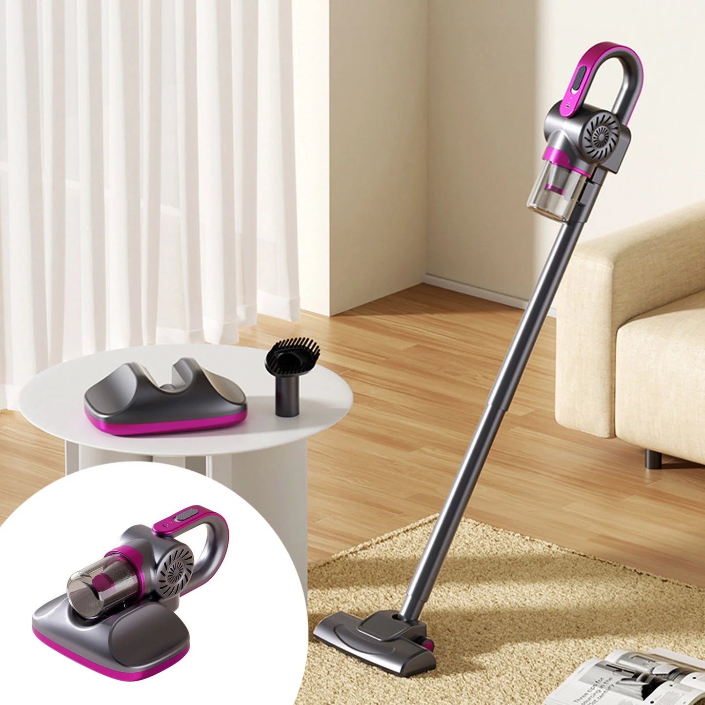 MHome 4-in-1 Cordless Vacuum Cleaner,8500Kpa Brushless Motor Wet Dry Lightweight Stick Vacuum with Crevice Tool, Dusting Brush for Home, Car, Carpet, Hardwood Floor