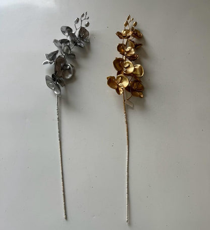 Artificial Metallic Phalaenopsis Orchid Decor In Gold Or Silver