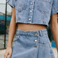 Ladies Cropped Denim Top/Skirt 2pc
