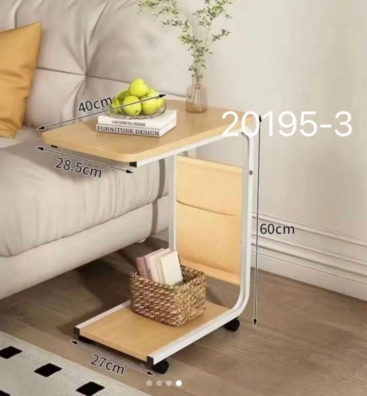 MFurn
Soft End Side Table with Wheels, Narrow Bedside With Magazine Pocket, Small Coffee Table For Bedroom, Living Room-Various Colours