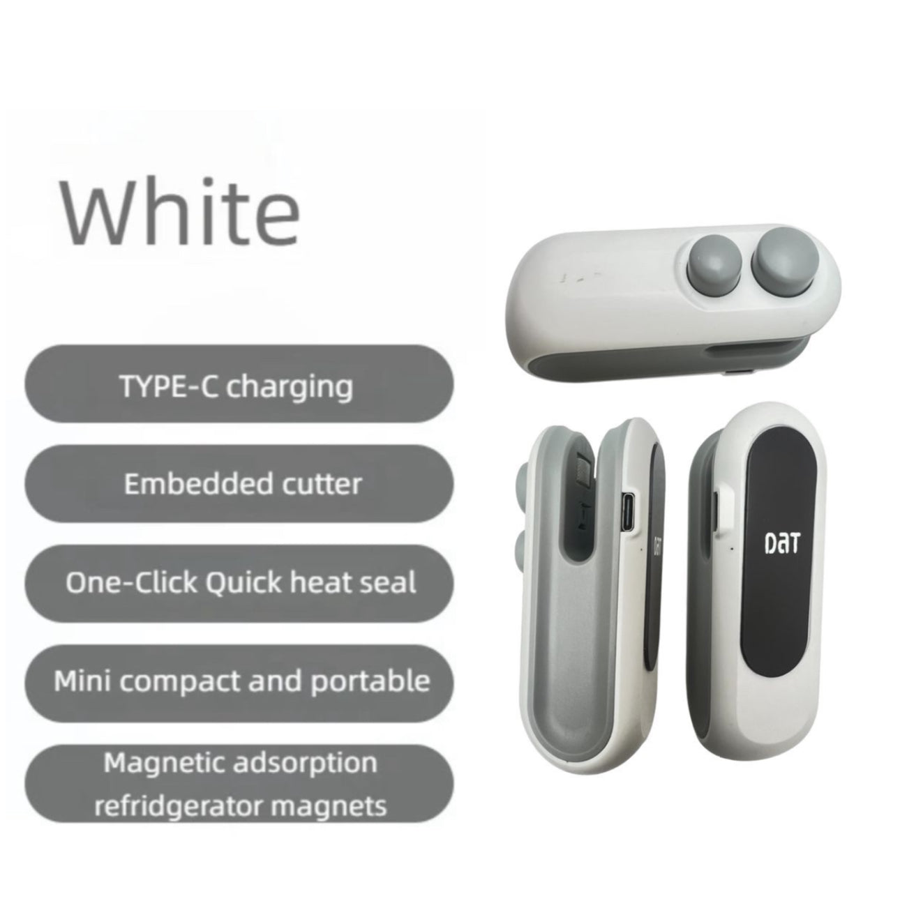Mini USB Bag Sealer – Portable Heat Sealing Machine with Cutter & USB Rechargeable Battery