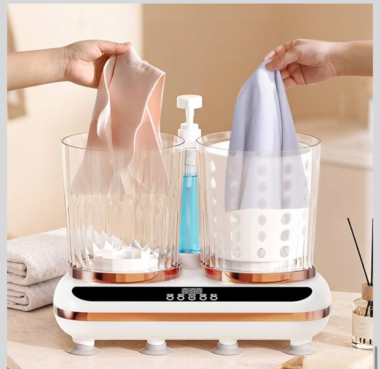 MTech Portable Washing Machine, Dual Tub Underwear Washer with Built in Drainage Pipe and Spin Dry for Travel Home Use