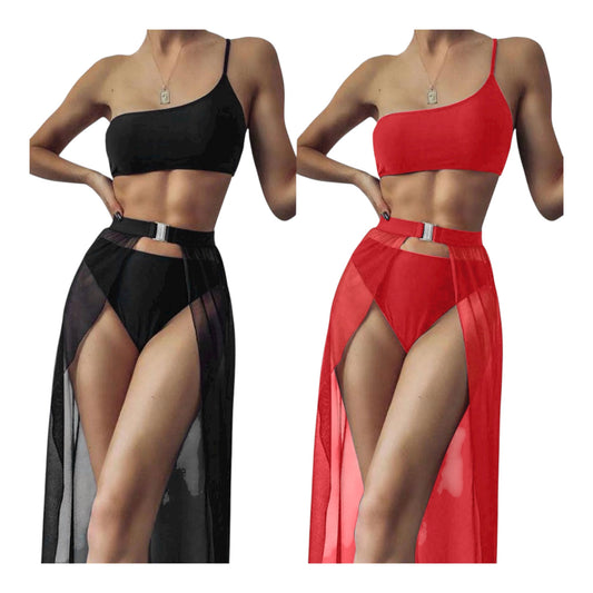 Women’s Sexy 3 Pieces Bikini Set Swimsuit and Beach Cover-Up-Various Colours