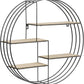 MHome Industrial Style Round Floating Shelf | 4 Shelves Wall Mounted Storage Shelf for Living Room Bedroom Office Decoration | MDF Shelving unit | Display Rack