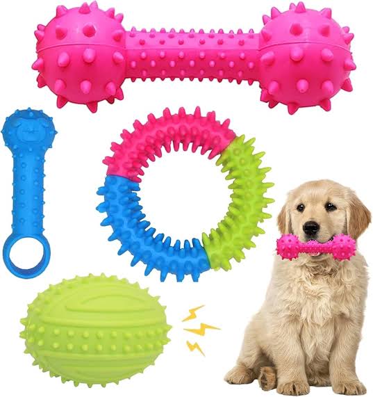 Pet Chewing Toys Dumbbell Shaped Creative Interactive Rubber Pet Supplies Teething Toy Teeth Cleaning Toy for Dog Puppy