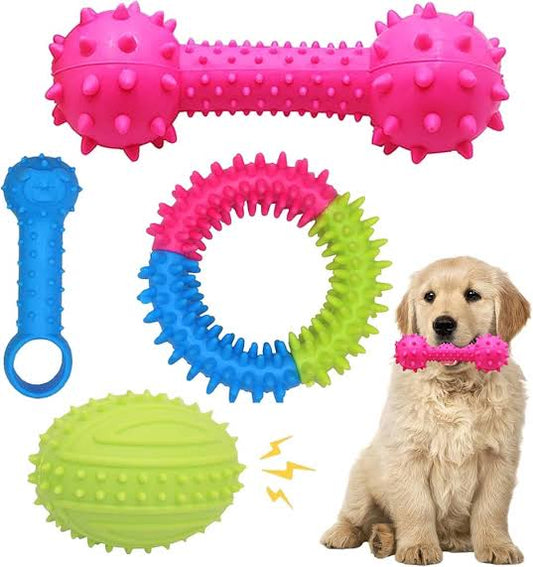 Pet Chewing Toys Dumbbell Shaped Creative Interactive Rubber Pet Supplies Teething Toy Teeth Cleaning Toy for Dog Puppy