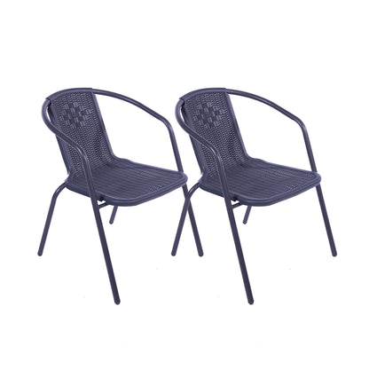 MFurn Lila Rattan Styled Outdoor Stacking Chair 2pc Set - Various Colours