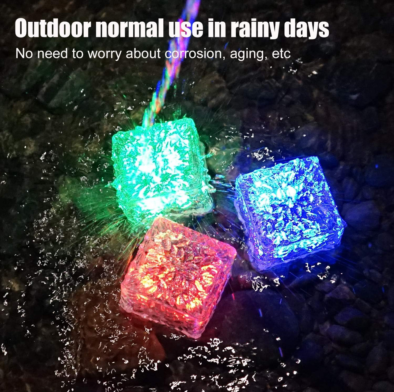 Solar Brick Lights - 6 Pack Solar Ice Cube Lights IP65-Waterproof Brick Light 4-LED Outdoor Brick Decor in Garden