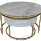 MFurn Living Room End Tables, Firm Durable Sofa Tables Office Living Room Decoration Nesting Tables White Marble/Wrought Iron Frame