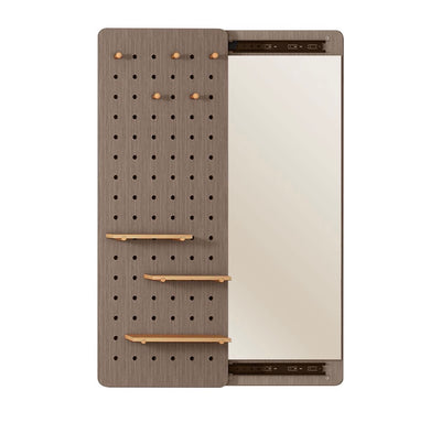 MFURN Multifunctional Full Length Mirror Wood With Shelf And Hooks 120x40cm