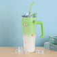 Stainless Steel Tumbler with Handle and Straw with Gold Spoon-Various Colours