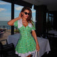 Ladies Floral Print Ruffle Mini Dress