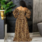 Leopard Striped High Side Split Off Shoulder Sweetheart Neck Mermaid Dress 2024 Sexy Party Club Maxi Women