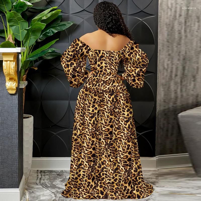 Leopard Striped High Side Split Off Shoulder Sweetheart Neck Mermaid Dress 2024 Sexy Party Club Maxi Women