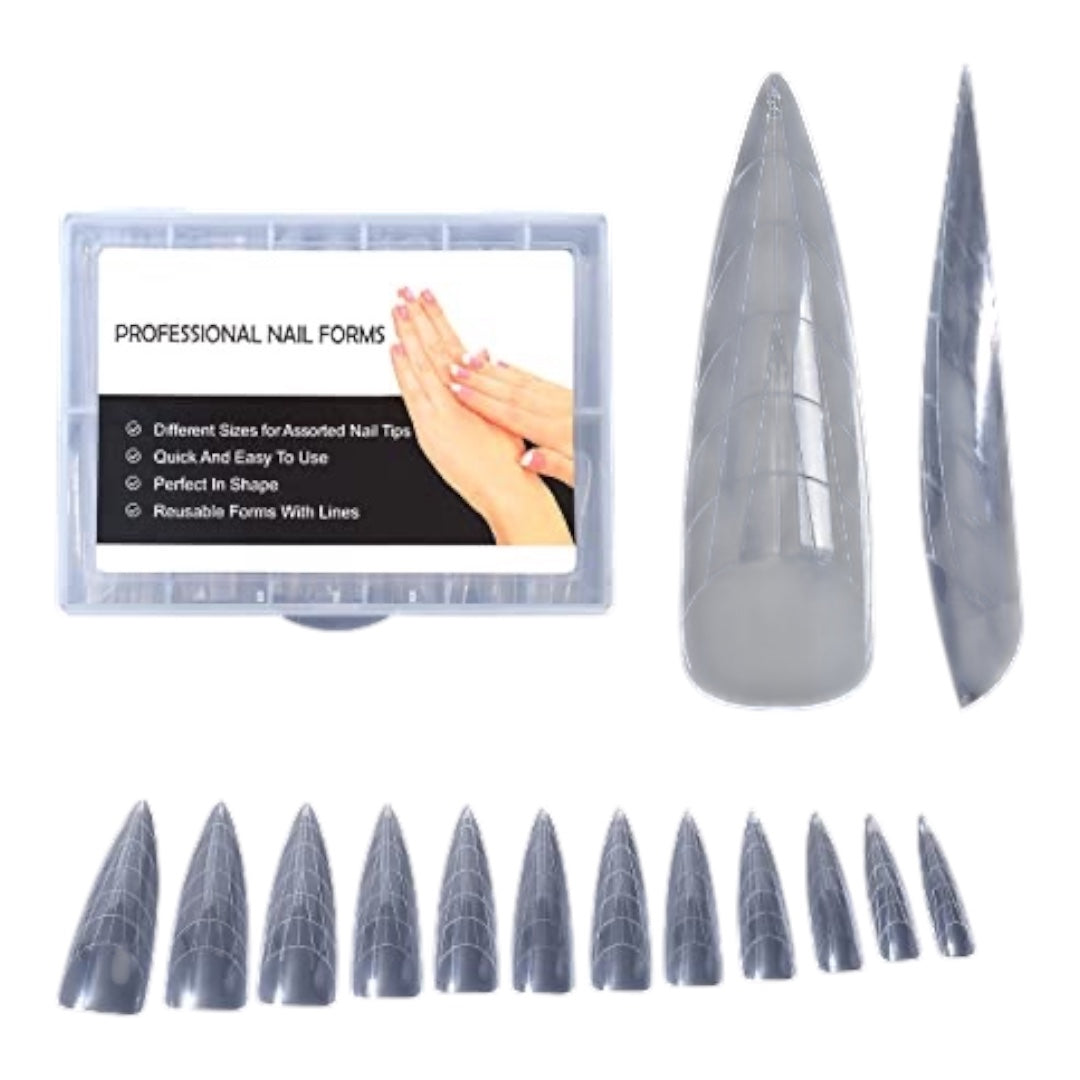 Nail Shapes Set, Dual Shapes Tips, Ballerina Professional Nail Extension, Stiletto Nail Shapes for Polymer Gel, Quick Assembly, Full Coverage, Double Shapes 500pc Set