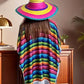 Multi Colour Adults Mexican Poncho & Sombrero Costume Hat