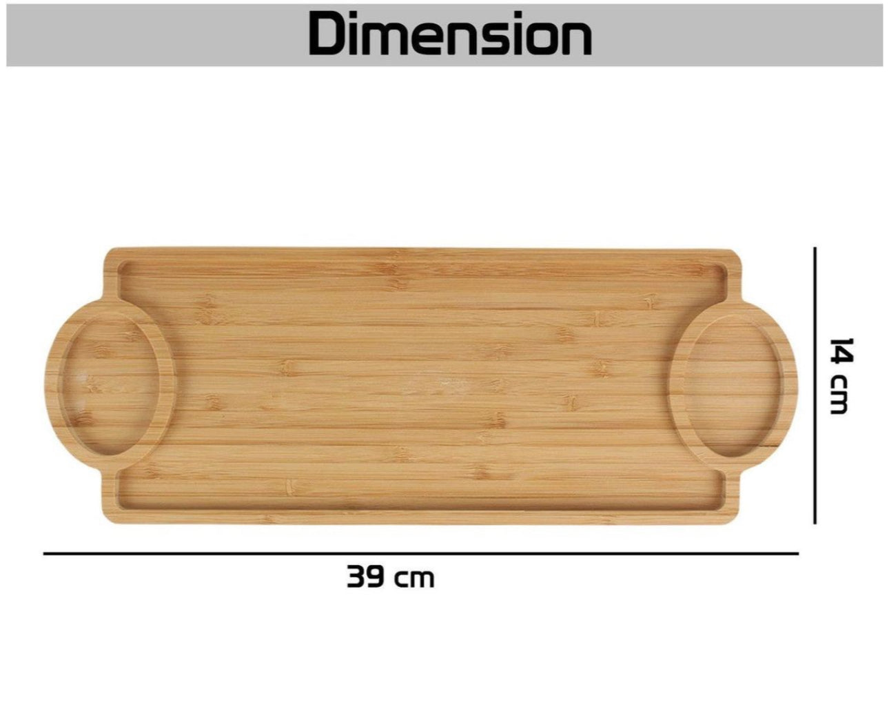 MHome Wooden Bamboo Appetizer Platter – 3-Compartment Serving Tray 39 cm