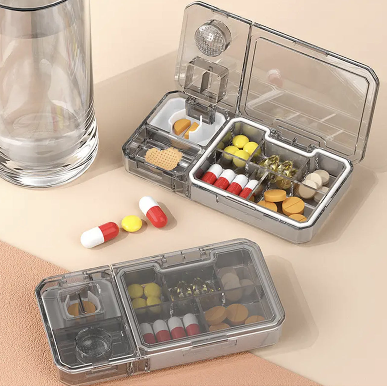 Portable Pill Cutter Box Pill Splitter Cutter Medicine Cutter 3 In 1 Tablet Cutter Pill Case Storage Crusher Travel Pill Box