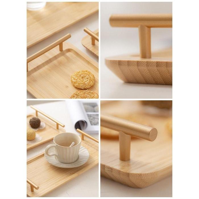 MHome 3-Piece Bamboo Serving Tray Set – Eco-Friendly Tea & Dessert Trays