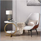 MFurn Luxury Side Table – Golden Metal Frame with Marble Surfac