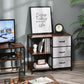 MFURN Narrow Fabric Chest of Drawers, Fabric Dresser with 3 Folding Drawers, 3 Open Shelves and Wide Top, Dresser for Bedroom, Living Room and Hallway, Walnut, Light Gray & Dark Gray Options