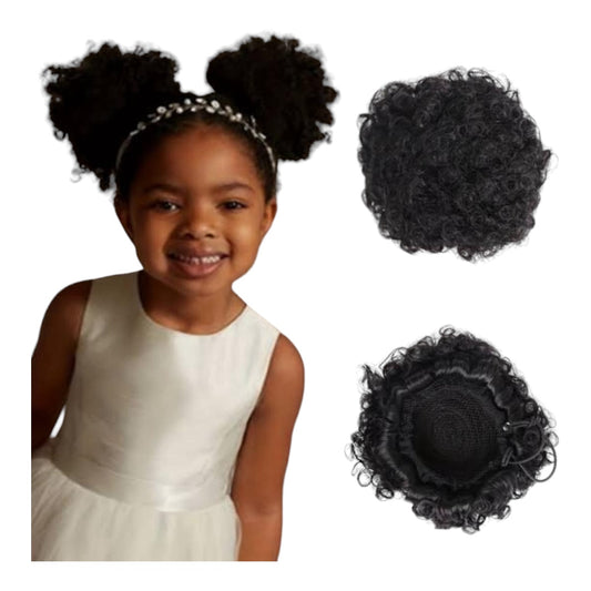 Afro Puff Draw String Ponytail for Kids Short Afro Synthetic Hair -2pc