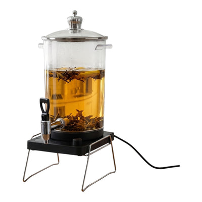 MHome Glass Tea Water Dispenser Hot Drink Kettle Bucket with Heater Water Inlate Base Black