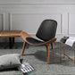 Three-Legged Shell Chair Mid Century Modern Lounge Chair with Black Leather Molded Plywood Accent Chair Reading Side Chair for Bedroom, Study, Office, Living Room-PreOrder Sales Available