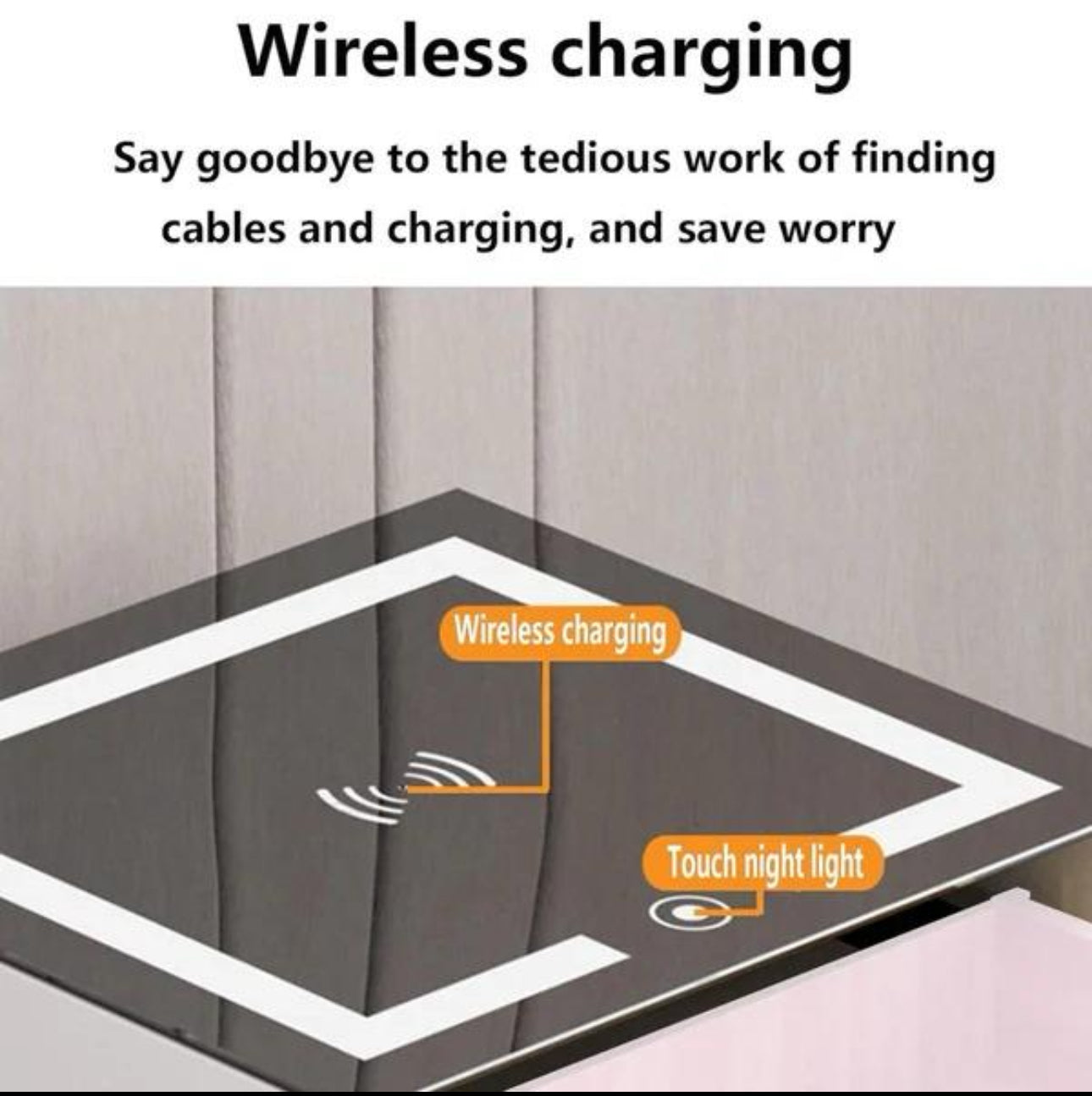 MFurn Smart Bedside Table with Speaker & Wireless Charging – Modern LED Nightstand