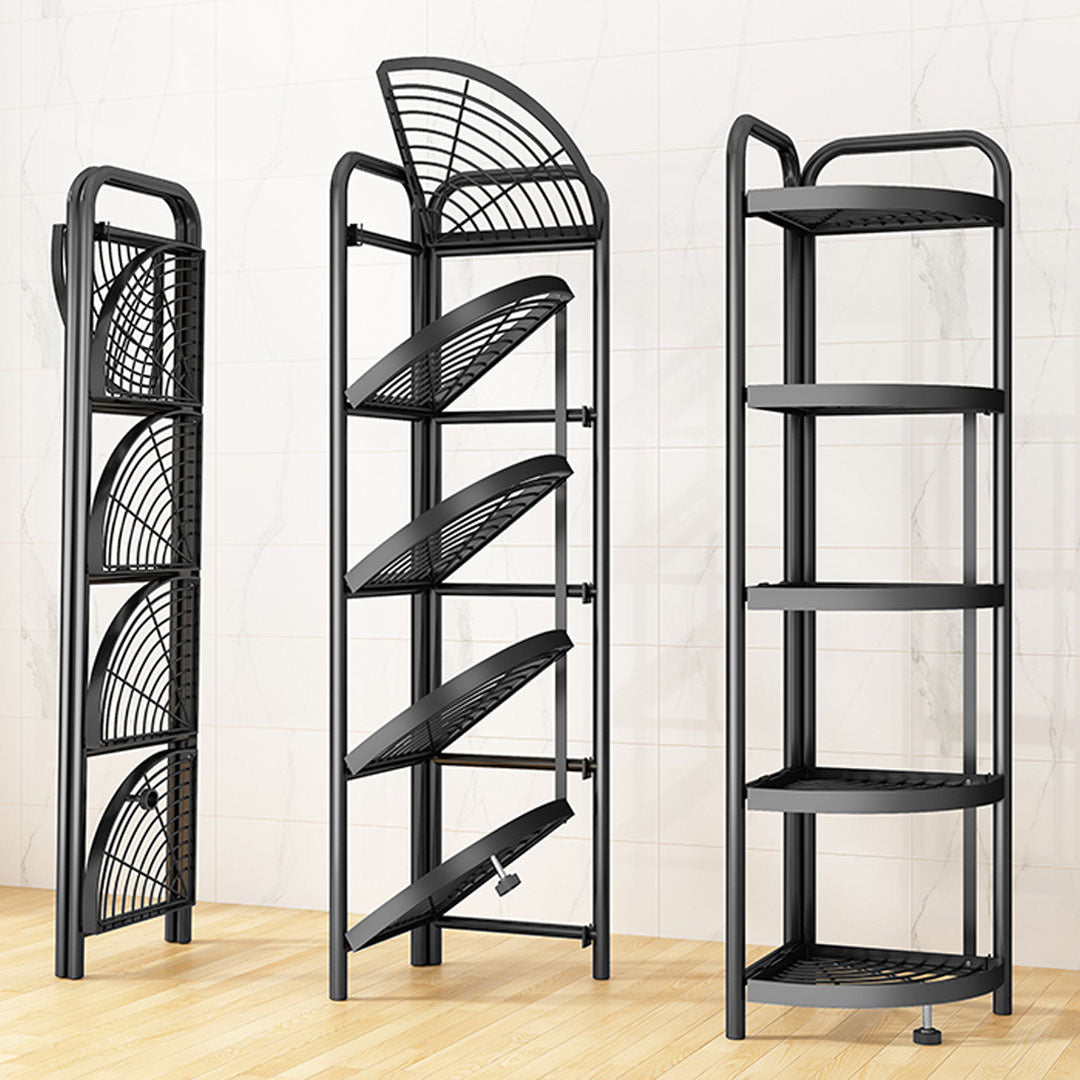 MHome 5-Tier Metal Corner Rack – Foldable Storage for Home & Office