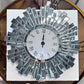 3D Starburst Silver Wall Clock Modern Decorative Clocks with Beveled Glass Frame Luxury Big Clocks for Living Room Decor 60cm