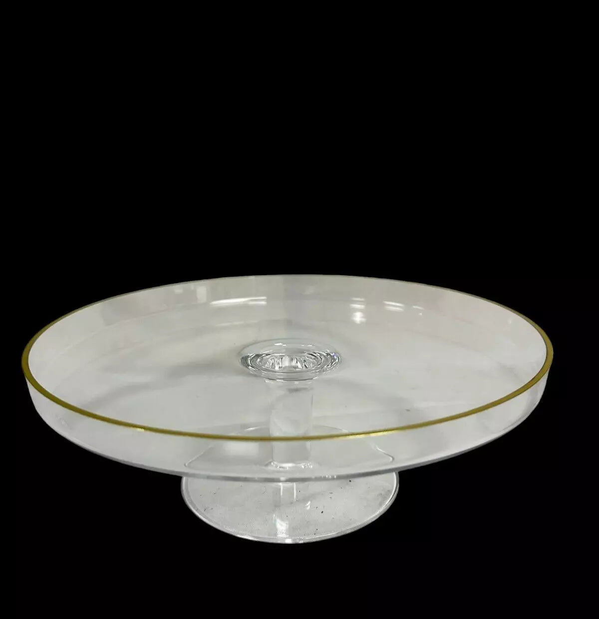 Cake Stand & Dome Cover Lid Serving Plate with Gold Lining- Glass 28cm