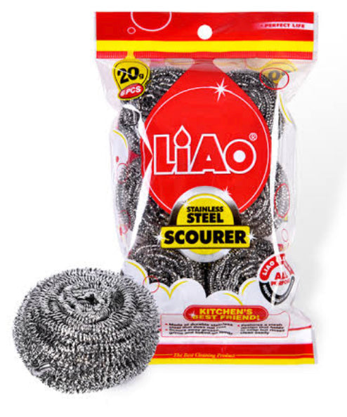 Liao 20g Stainless Steel Pot Scourer 6pc