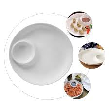 MHome Ceramic Plate Set Divided Serving Dish Restaurant Salad Plate Home Tableware Food Serving White 9.8inch