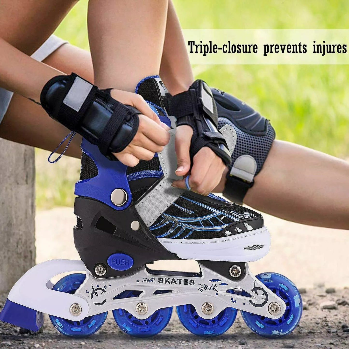 Adjustable Inline Skates Roller Blades w/Flashing Wheels Teens/Kids