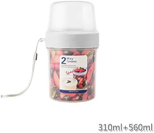 Breakfast On The Go Cup-Portable Cups Large Capacity Sealed Double Layer Food Container With Cereal Oatmeal Or Fruit Container